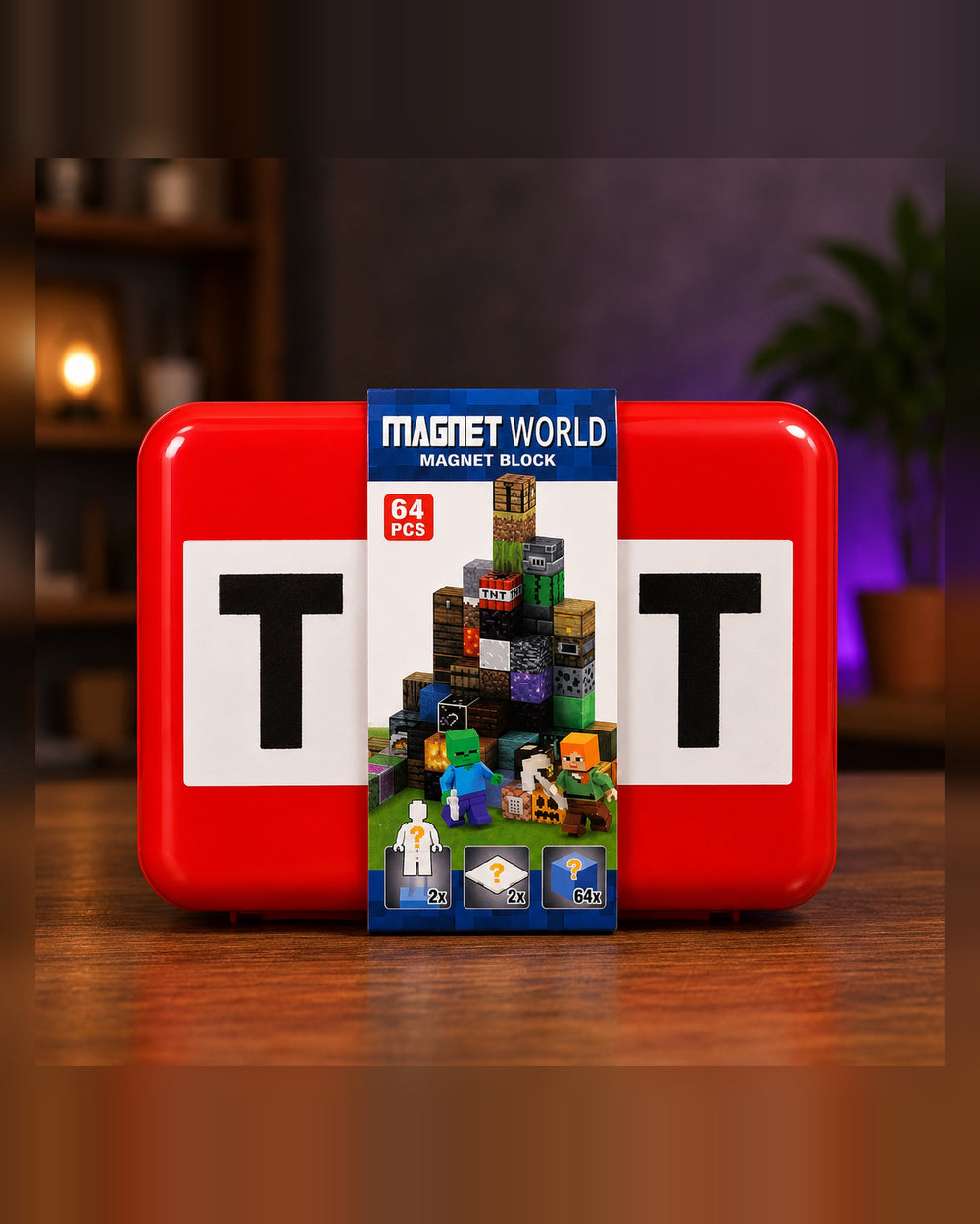 Bloque magnético Magnet World 64 piezas con estuche estilo TNT