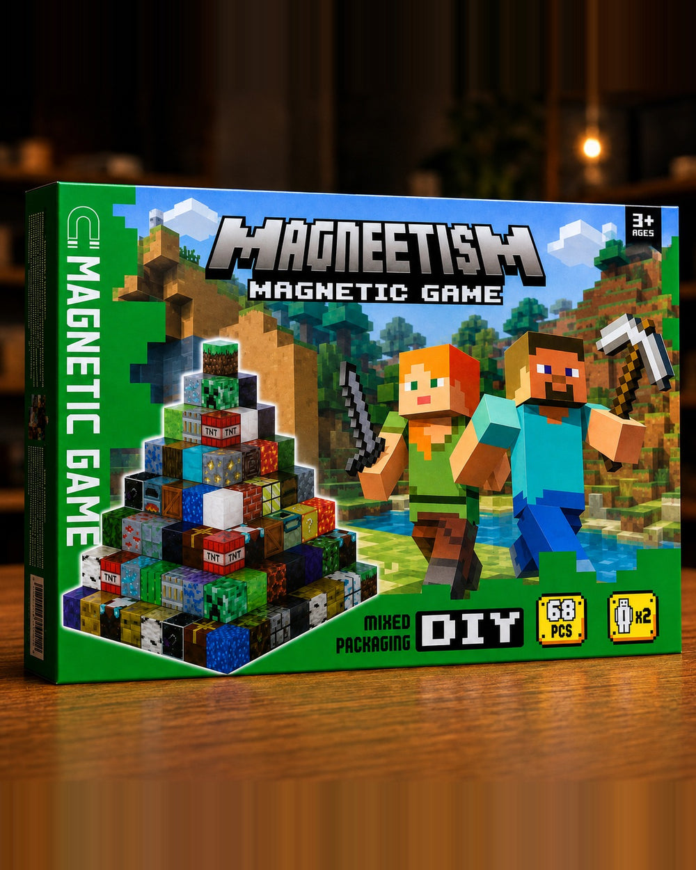 Set de bloques magnéticos Magnetism 68 piezas estilo Minecraft
