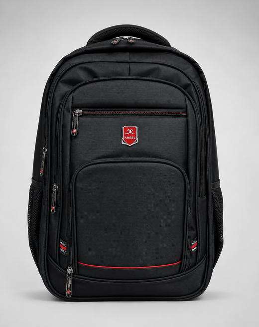 Mochila urbana reforzada negra, vista frontal