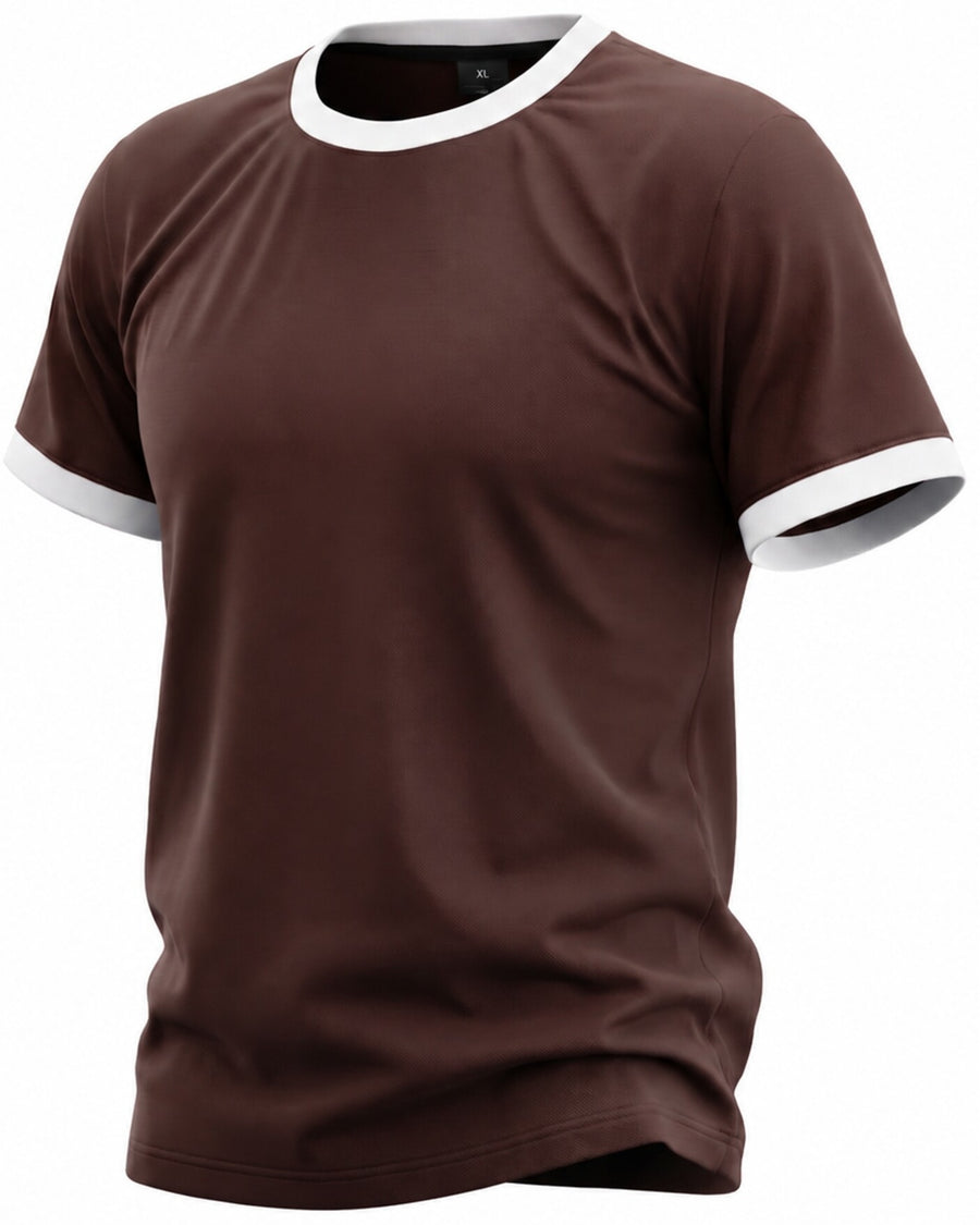 Remera ringer bicolor color marrón